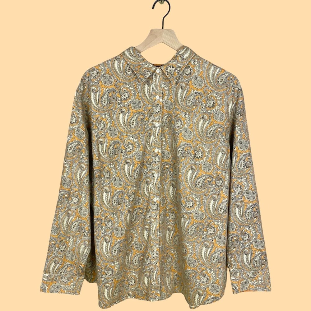 Vintage NWOT Jones New York Signature Plus Size Paisley 100% Cotton Button Shirt